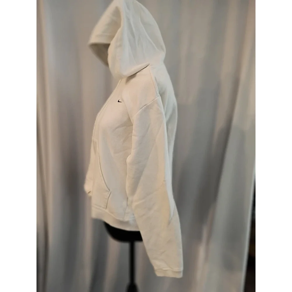 Nike White‎ Full Zip Hoodie Embroidered Swoosh Logo Sweatshirt Girls Large 12-14
